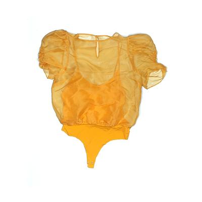 Cami Bodysuit: Orange Solid Tops - Size X-Large