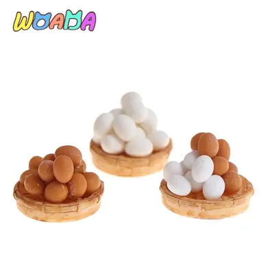 Mini oeuf avec paniers à œufs pour maison de poupée accessoires miniatures jeu de cuisine échelle