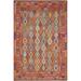 Shabby Chic Turkish Duncan Red Blue Kilim Wool Rug - 8 ft. 6 in. X 11 ft. 3 in.