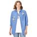 Plus Size Women's 2-Piece Embroidered Poplin Tunic and Tee Set by Woman Within in French Blue Rose (Size L)