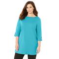 Plus Size Women's Suprema® Boatneck Tunic Top by Catherines in Aqua Blue (Size 6X)