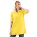 Plus Size Women's Elbow Short-Sleeve Polo Tunic by Woman Within in Primrose Yellow (Size 6X) Polo Shirt