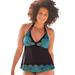 Plus Size Women's Apron Halter Tankini Top by Swimsuits For All in Blue Ombre Lace Print (Size 8)