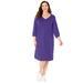 Plus Size Women's French Terry A-Line Dress by Catherines in Dark Violet (Size 2X)
