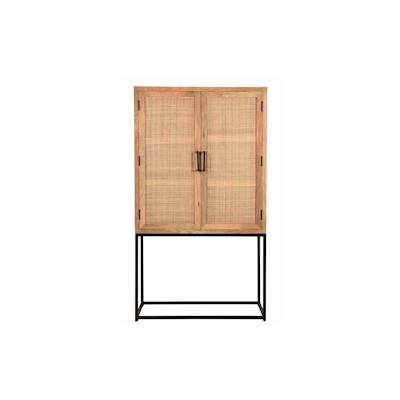 SIT Möbel Highboard | 2 Türen | Mango mit Rattan-Front | Serie CANE | B 90 x T 40 x H 160 cm | natur