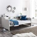 Day Bed with Storage, Happy Beds Tyler White Wooden Daybed - 3ft Single (90 x 190 cm) with Orthopaedic Mattress Included