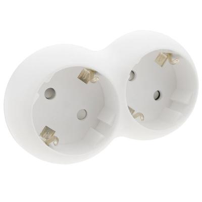 Abgerundeter weißer Doppel-Schuko-Steckeradapter-Multiplikator - Bematik