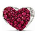 925 Sterling Silver Reflections Red Preciosa Crystal Heart Bead; for Adults and Teens; for Women and Men