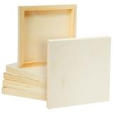 Unfinished 8x8 Wood Canvas for Arts and Crafts Framed Flat Cradle Panel Boards for Painting Supplies (6 Pack)