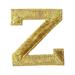 Alphabet Letter - Z - Color Gold - 2 Block Style - Iron On Embroidered Applique Patch