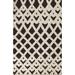 Black/ White Trellis Moroccan Oriental Area Rug Handmade Wool Carpet - 5'8" x 8'0"