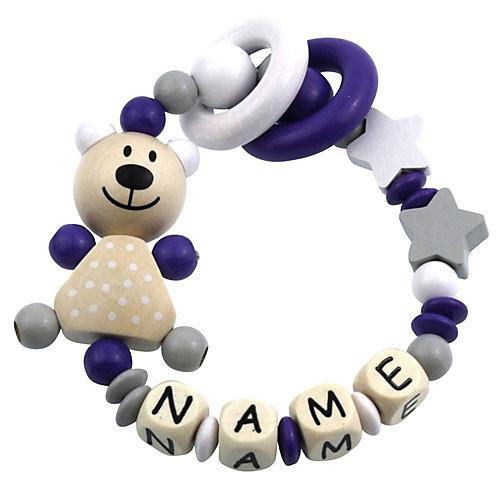 Greifling Teddybär Sterne personalisiert mit Namen lila