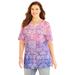 Plus Size Women's Ethereal Tee by Catherines in Purple Scroll Print (Size 0X)