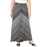 Plus Size Women's AnyWear Maxi Skirt by Catherines in Black White Stripe (Size 0X)