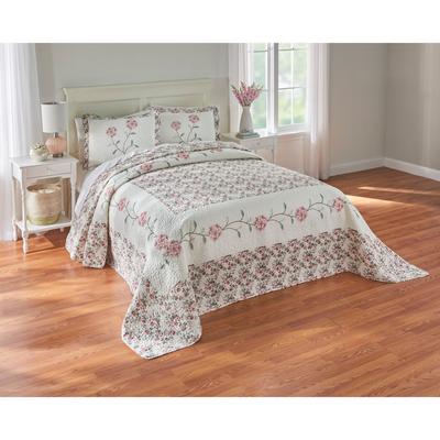 Margaret Embroidered Bedspread by BrylaneHome in Rose (Size TWIN)