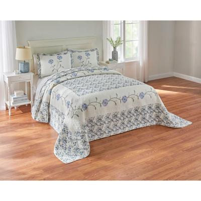 Margaret Embroidered Bedspread by BrylaneHome in Blue (Size TWIN)