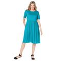 Plus Size Women's Empire Waist Tee Dress by Woman Within in Pretty Turquoise (Size 18/20)