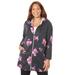 Plus Size Women's Good Intentions French Terry Hoodie by Catherines in Black Floral (Size 3X)