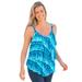 Plus Size Women's Longer-Length Tiered-Ruffle Tankini Top by Swim 365 in Bias Tie Dye Stripe (Size 30)