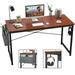 Computer Desk Home Office Workstation, 47 inch Writing Study Desk with Storage Bag, Space Saving PC Laptop Table with Headphone Hook