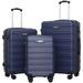 wowspeed 3 Piece Luggage Set With TSA Lock Hardside Lightweight ABS Trolley Spinner, Dark Blue