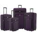Elite Luggage Turin 4-Piece Softside Lightweight Rolling Luggage Set, Purple