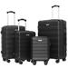 PROKTH 16 '' 20'' 24'' 28'' 4 Pieces Travel Luggage Set Bag ABS Trolley Carry On Suitcase with TSA Lock and Ergonomic Telescopic Handle -Black