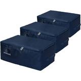 DecorX 3-Pieces Large Under Bed Storage Bag, Thick Ultra Size Fabric Clothes Bag, Moisture Proof (Dark Blue/L, Set of 3)