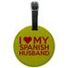 I Love My Spanish Husband Round Leather Luggage Card Suitcase Carry-On ID Tag