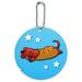 Wiener Hot Dog Dachshund Cartoon Round Luggage ID Tag Card Suitcase Carry-On