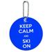 Keep Calm And Ski On Round ID Card Luggage Tag