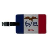 Iowa State Flag Rectangle Leather Luggage Card Suitcase Carry-On ID Tag