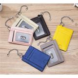 Leather Credit Card Wallet Rfid Zipper Card Case With Detachable Keychain Royal Blue