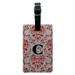 Graphics and More Letter C Initial Damask Elegant Red Black White Rectangle Leather Luggage ID Tag