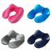 Inflatable Neck Travel Pillow - Luxuriously Soft Washable Cover - for Lightweight Support in Airplane, Car, Train, Bus and Home - Blue/Navy Blue/Pink/Gray