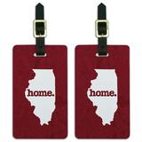 Graphics and More Illinois IL Home State Luggage Suitcase ID Tags Set of 2 - Textured Maroon