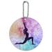 High Lunge Crescent Variation Yoga Pose Round Luggage ID Tag Card Suitcase Carry-On
