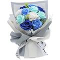 Künstliche Seifenblume, Badeseife, Rosenblüte, duftende Seife, Bouquet für Mutter, Valentinstag, Party, Hochzeit, Dekoration, Blau