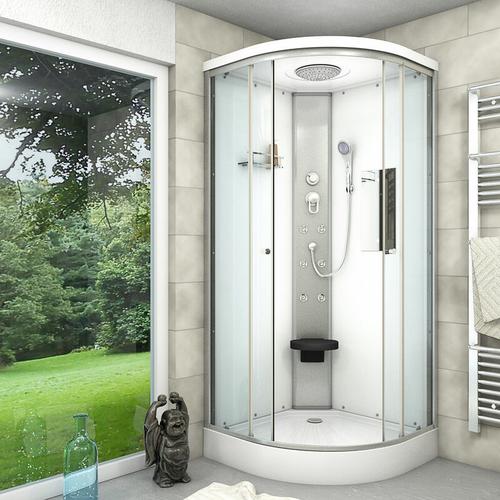 Duschkabine Fertigdusche Dusche Komplettkabine D10-10T0-EC 90×90 cm – Weiß