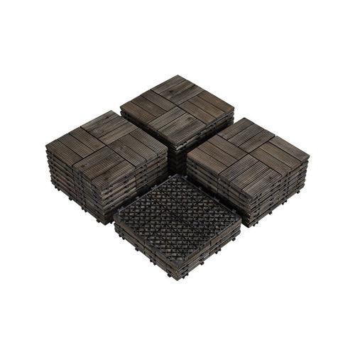 Yaheetech – Holzfliesen 27 Stück pro Set (2,6 m²) Balkonfliesen mit Drainagesystem Terrassenfliesen