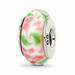 925 Sterling Silver Reflections Pink/Green Hand-blown Glass Bead; for Adults and Teens; for Women and Men