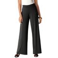 Plus Size Women's Stretch Knit Wide Leg Pant by The London Collection in Black (Size 30/32) Wrinkle Resistant Pull-On Stretch Knit