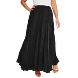 Plus Size Women's Flowing Crinkled Maxi Skirt by Jessica London in Black (Size 36) Elastic Waist 100% Cotton