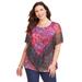 Plus Size Women's Poncho Duet Blouse by Catherines in Red Paisley Border (Size 2X)
