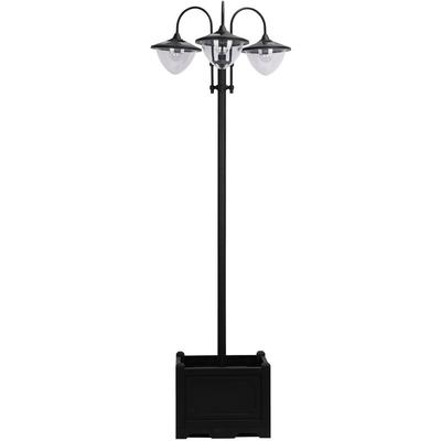 Solarleuchte Gartenlicht 3-köpfige Lampe mit Blumentopf-Basis Wasserdicht Edelstahl 60 x 55 x 189