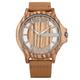 OIFMKC Wooden Watch Transparent Hollow Dial Coffee/Brown/Black Wood Watches Quartz Timepiece Genuine Leather Watchband Creative Men's Watch,Brown