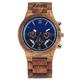 OIFMKC Wooden Watch Brown Wooden Men Watch Chronograph Dial Calendar Display Folding Clasp Full Wood Watch Strap New Fashion 2019 Quartz Male Clock,Blue only Watch