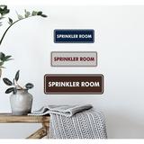 Signs ByLITA Standard Sprinkler Room Sign (Lt Gray) - Large Plastic in Black | 1 H x 7 W x 2.5 D in | Wayfair STNSPRR-BLKGM