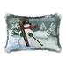 Skiing Snowman 14" x 22" Printed and Embroidered Throw Pillow