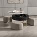 Lifting-top Round Modern Coffee Table with 3 Nesting Stool, Carbon Steel Legs
